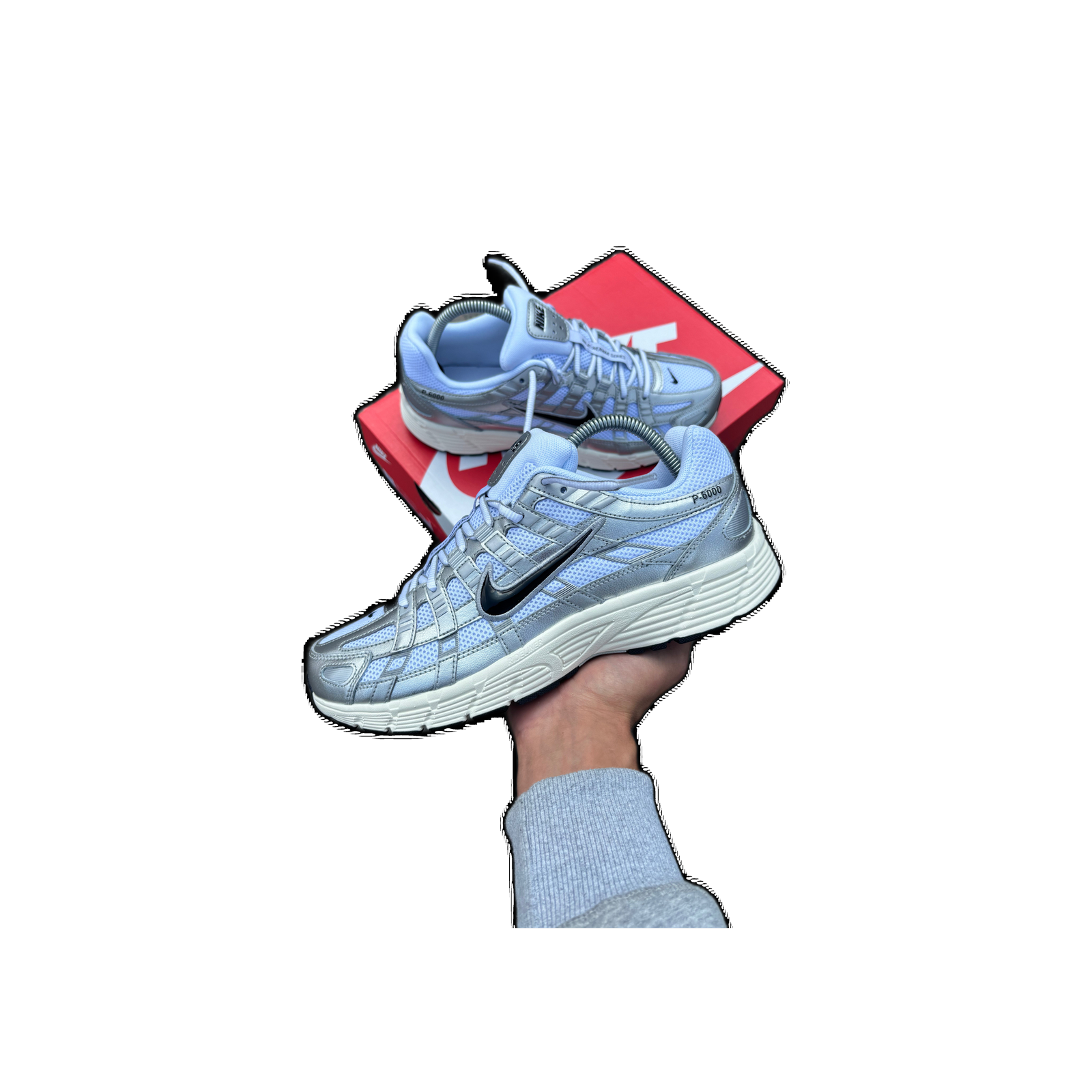 Nike P-6000 White Metallic Silver Flat Silver Black